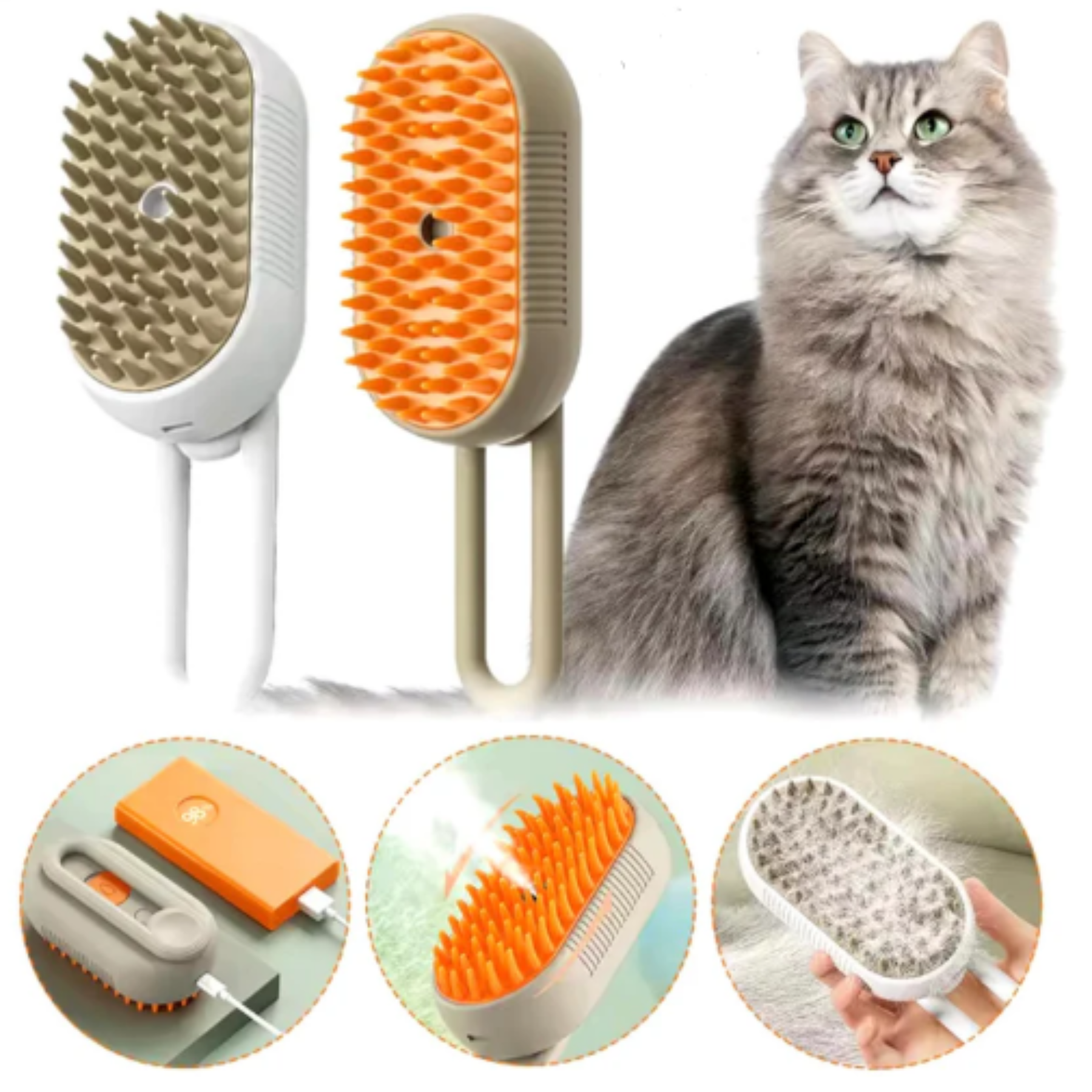CEPILLO PARA MASCOTAS A VAPOR RECARGABLE