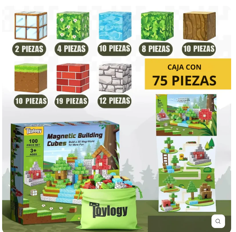 BLOQUES MAGNÉTICOS DE CONSTRUCCIÓN 75 PIEZAS